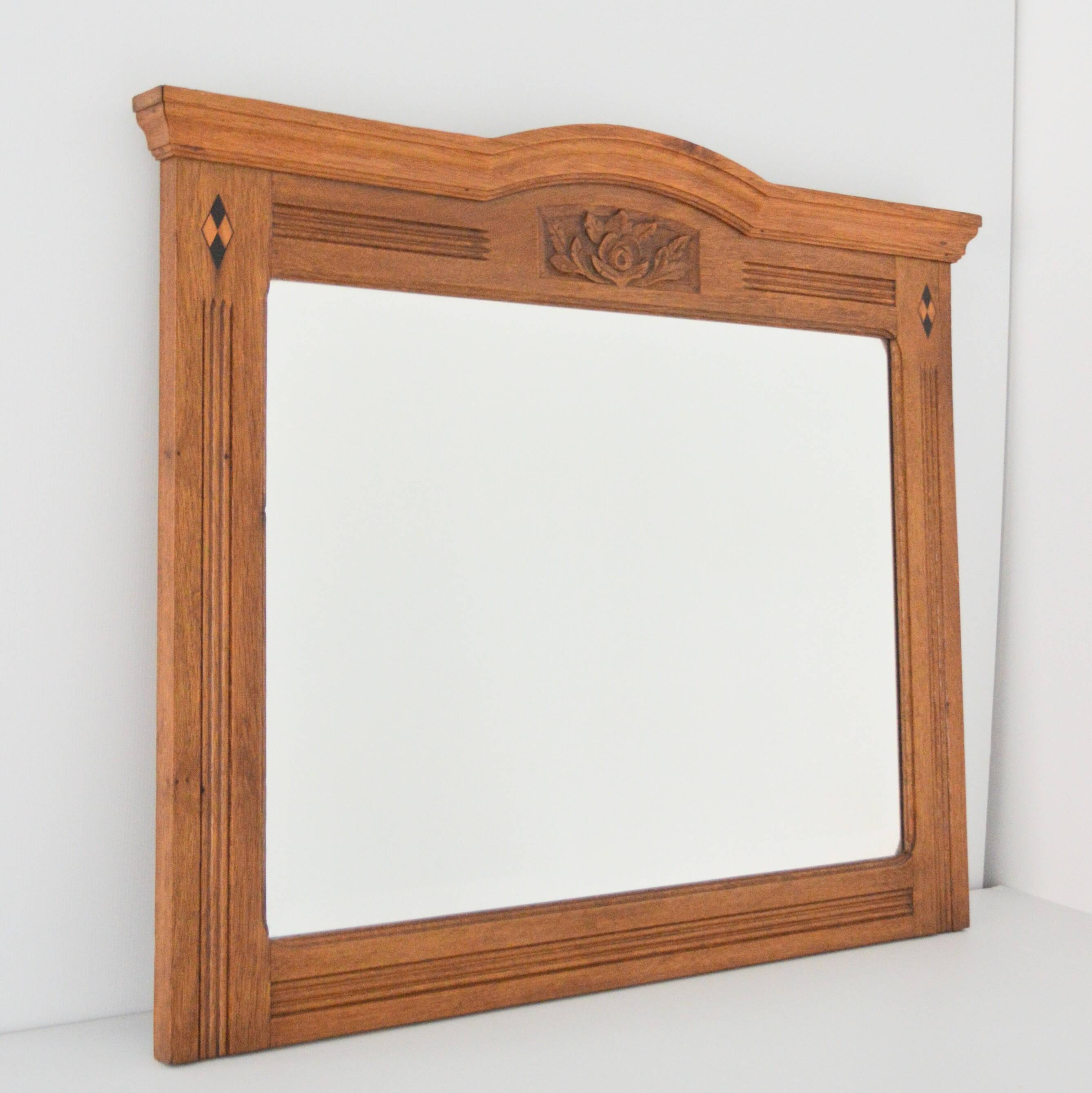 Grand miroir biseauté ancien vintage 1930