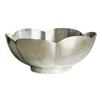 Plat, saladier ancien en métal forme fleur