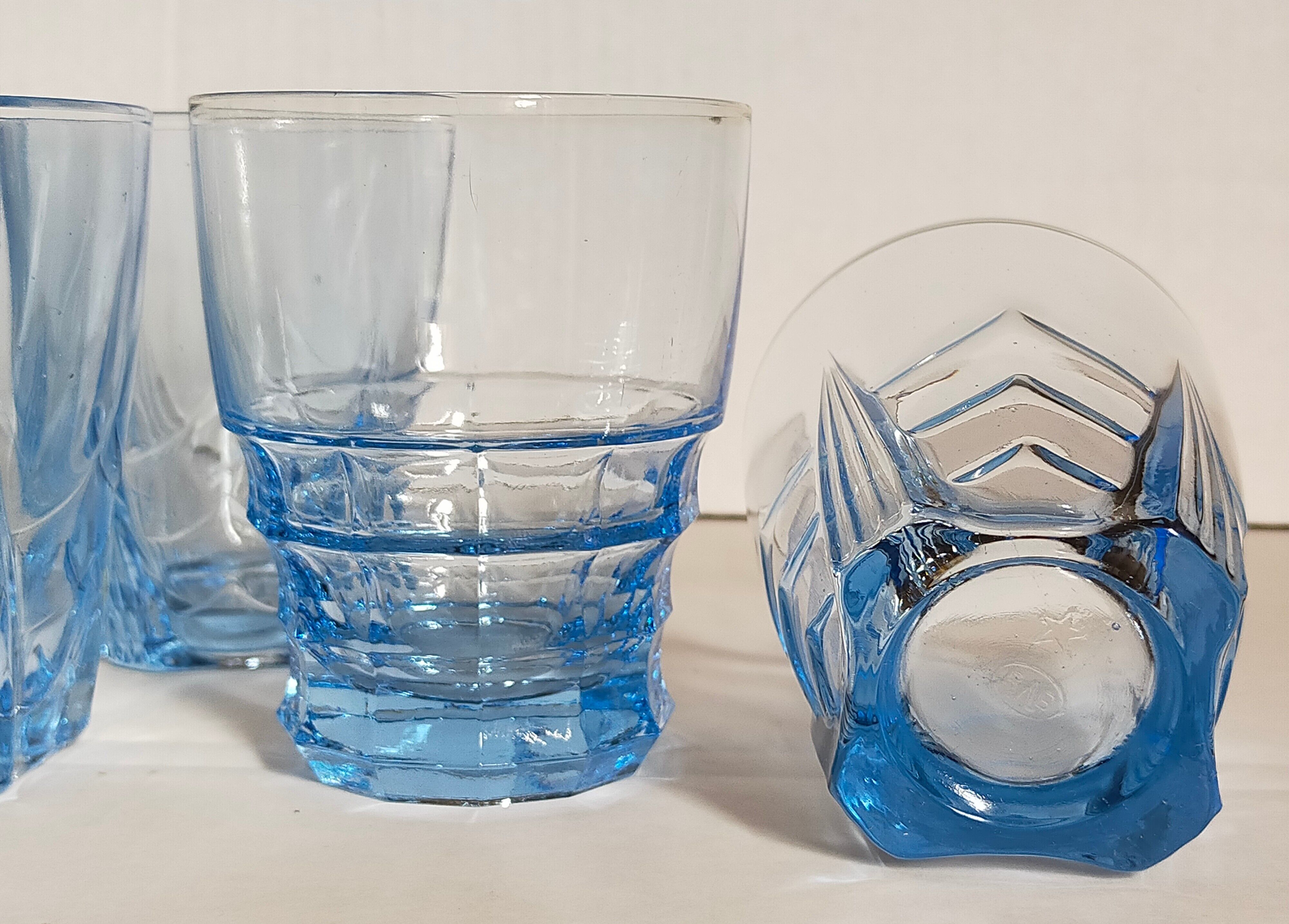 Nine colored art-deco glasses 40s