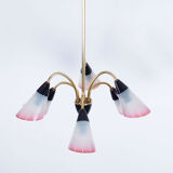 Vintage brass and glass Italian chandelier, 1950s