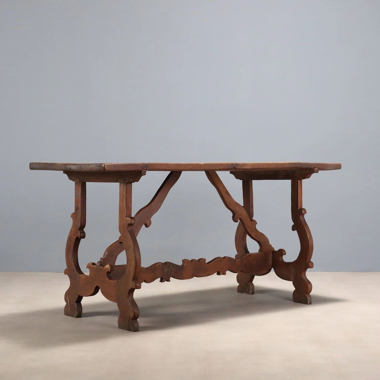 Old refectory table in walnut, Italy, 20th century