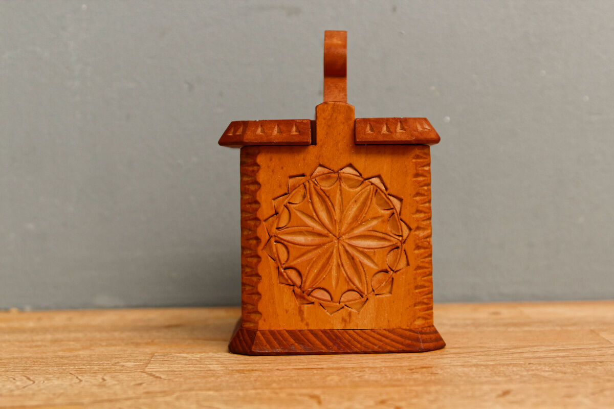 Carved wooden salt box, Savoie, Queyras