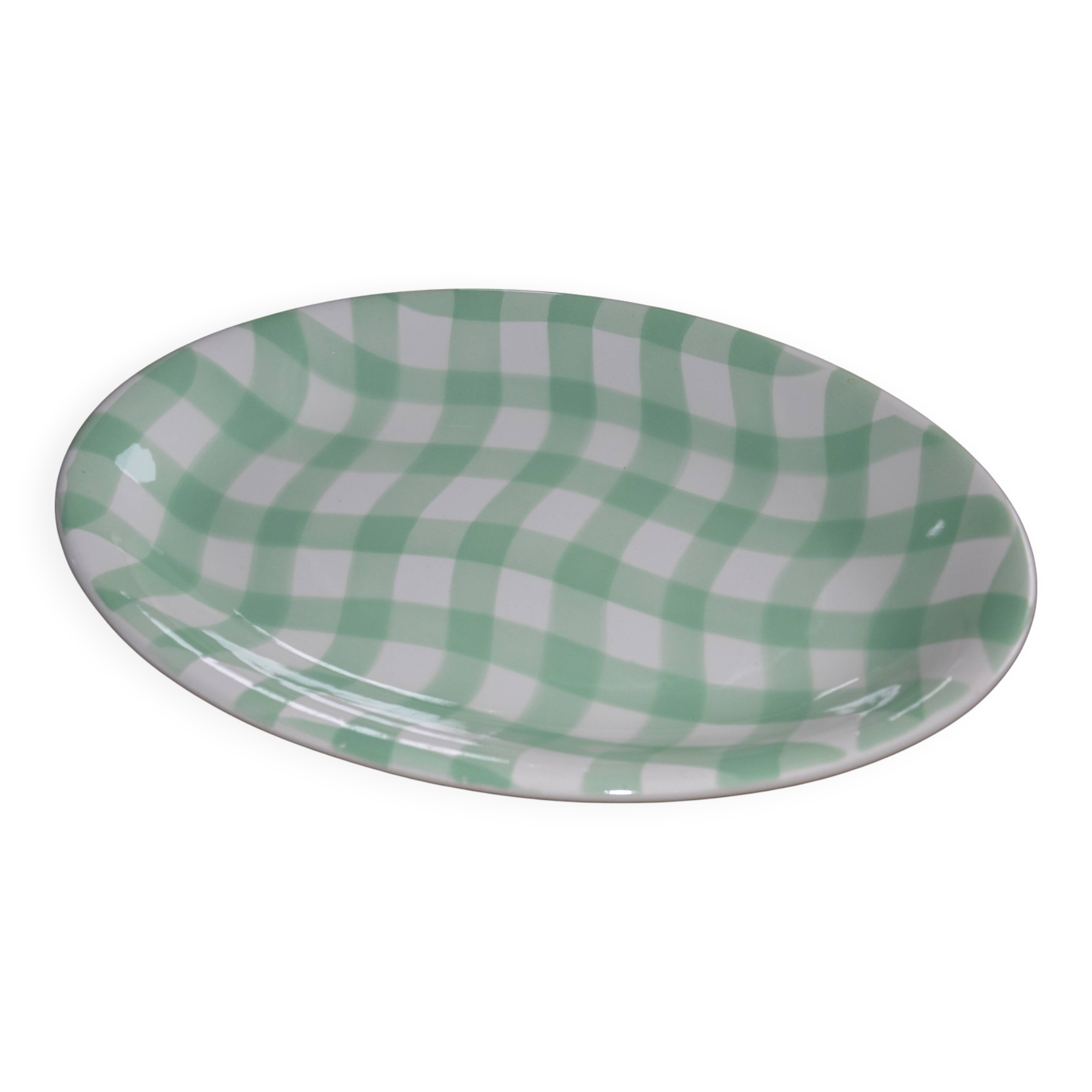 Oval salt dish, green Croisette model