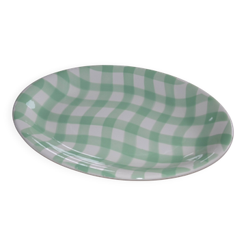 Plat ovale salins modèle croisette vert