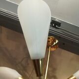 Brass and plexiglass chandelier