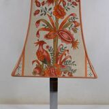 France 1970s - Vintage lamp with a chrome base and shade featuring Asian decor.