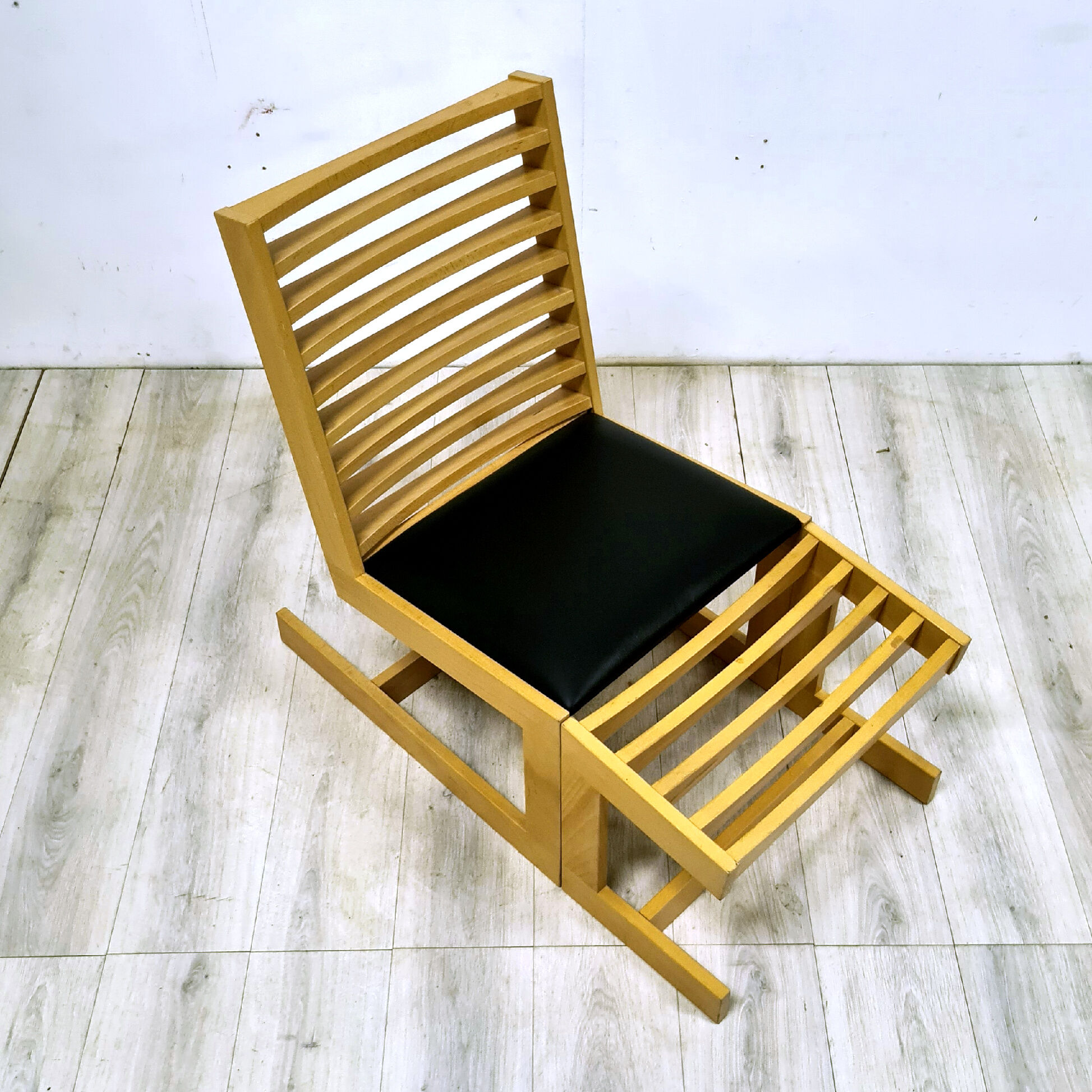 Modernist constructivist lounge chair with ottoman, 1980s