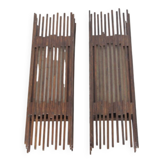 Pair of large wooden wall lights