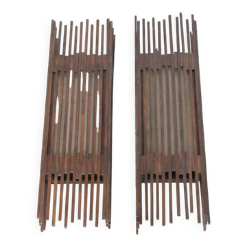 Pair of large wooden wall lights