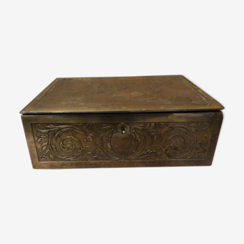 19th century silver metal and leather jewelry box