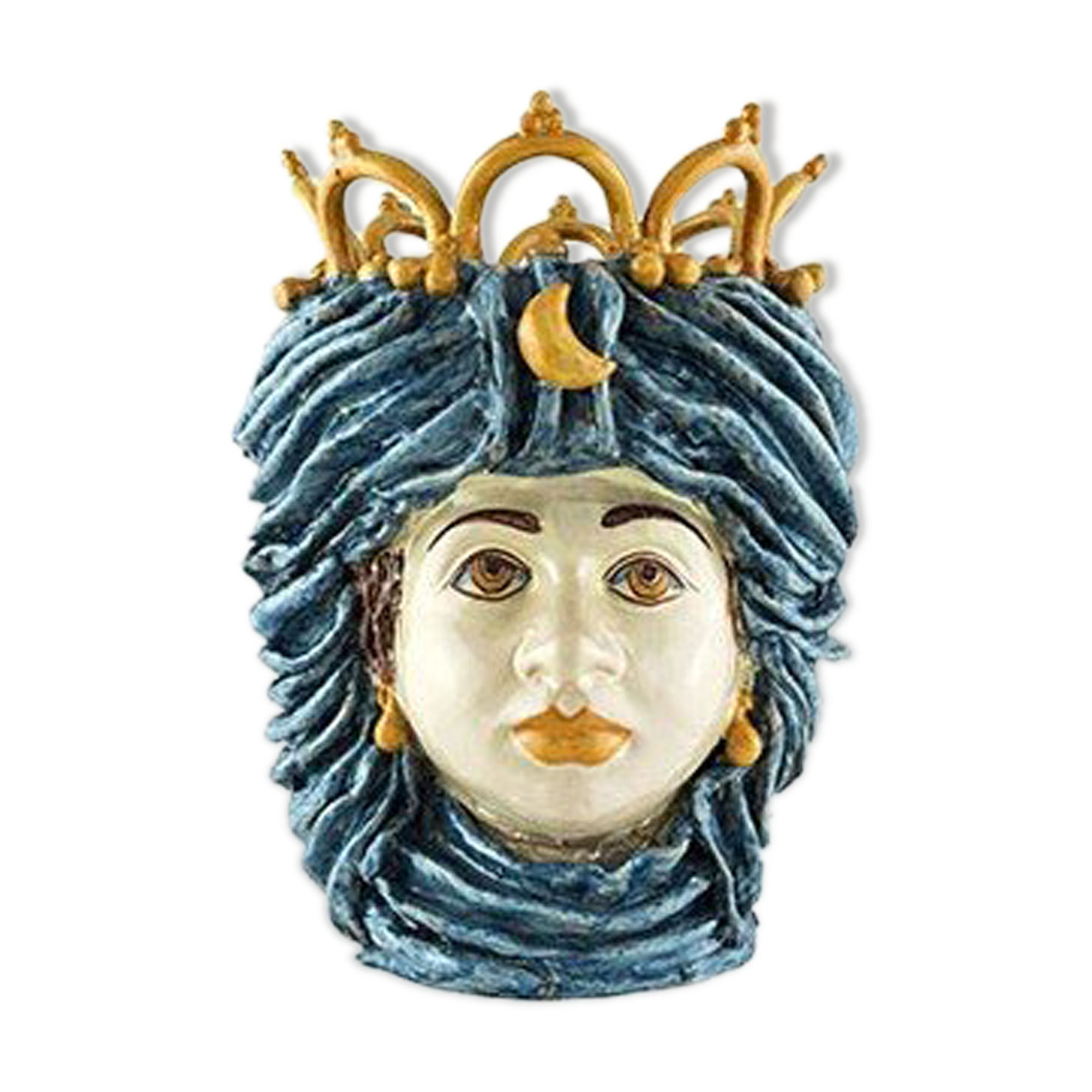 Sky blue crown vase woman
