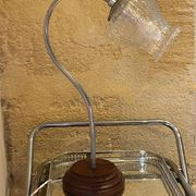 Metal and wood gooseneck table lamp