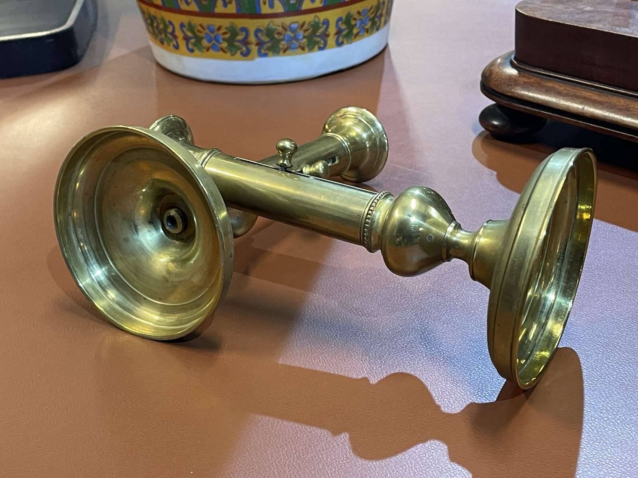 Pair of brass candlesticks from the early 20th century.