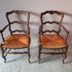 Set of 2 Provencal straw and wood armchairs