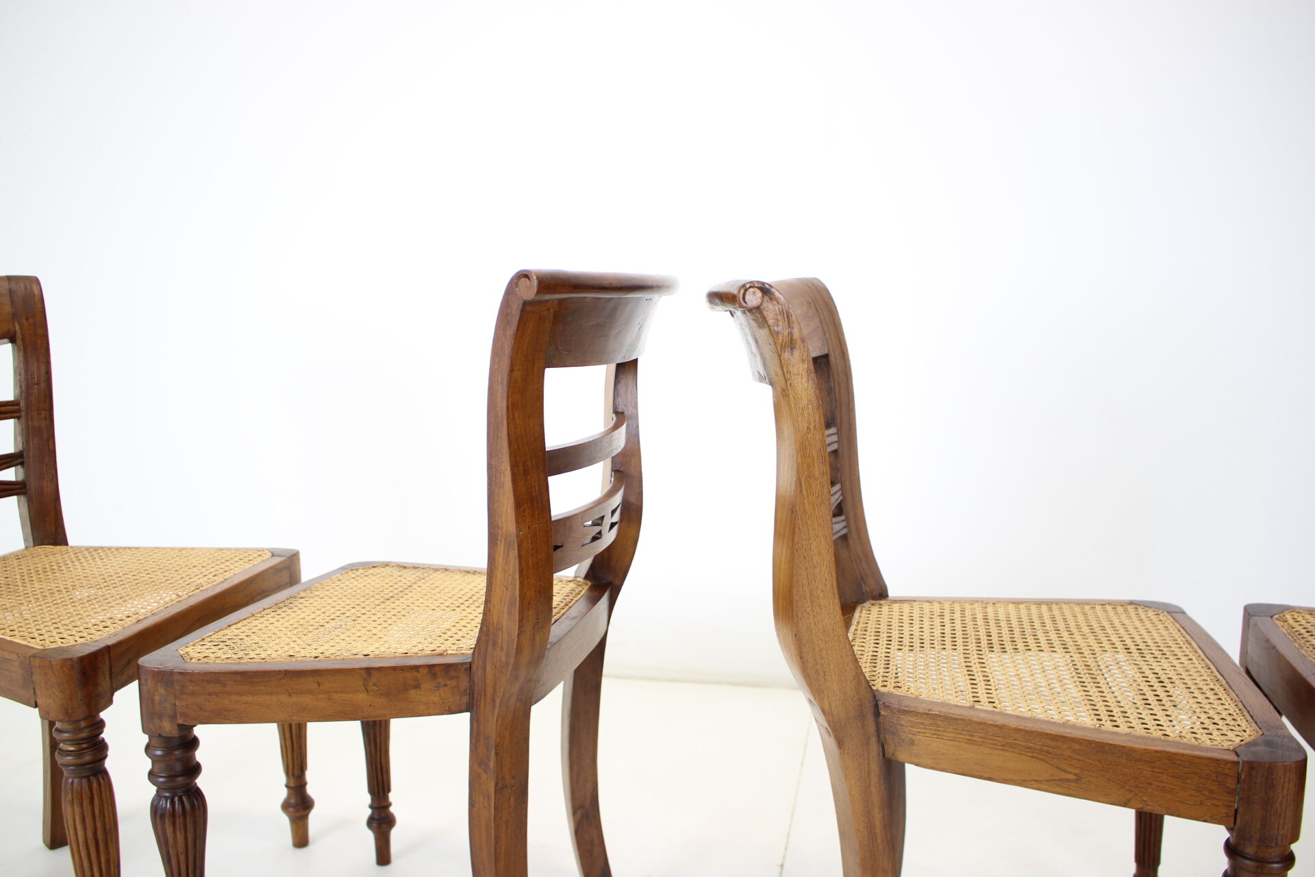 Set of Four Dining Chairs, made of solid Wood, 1950s,Czechoslovakia