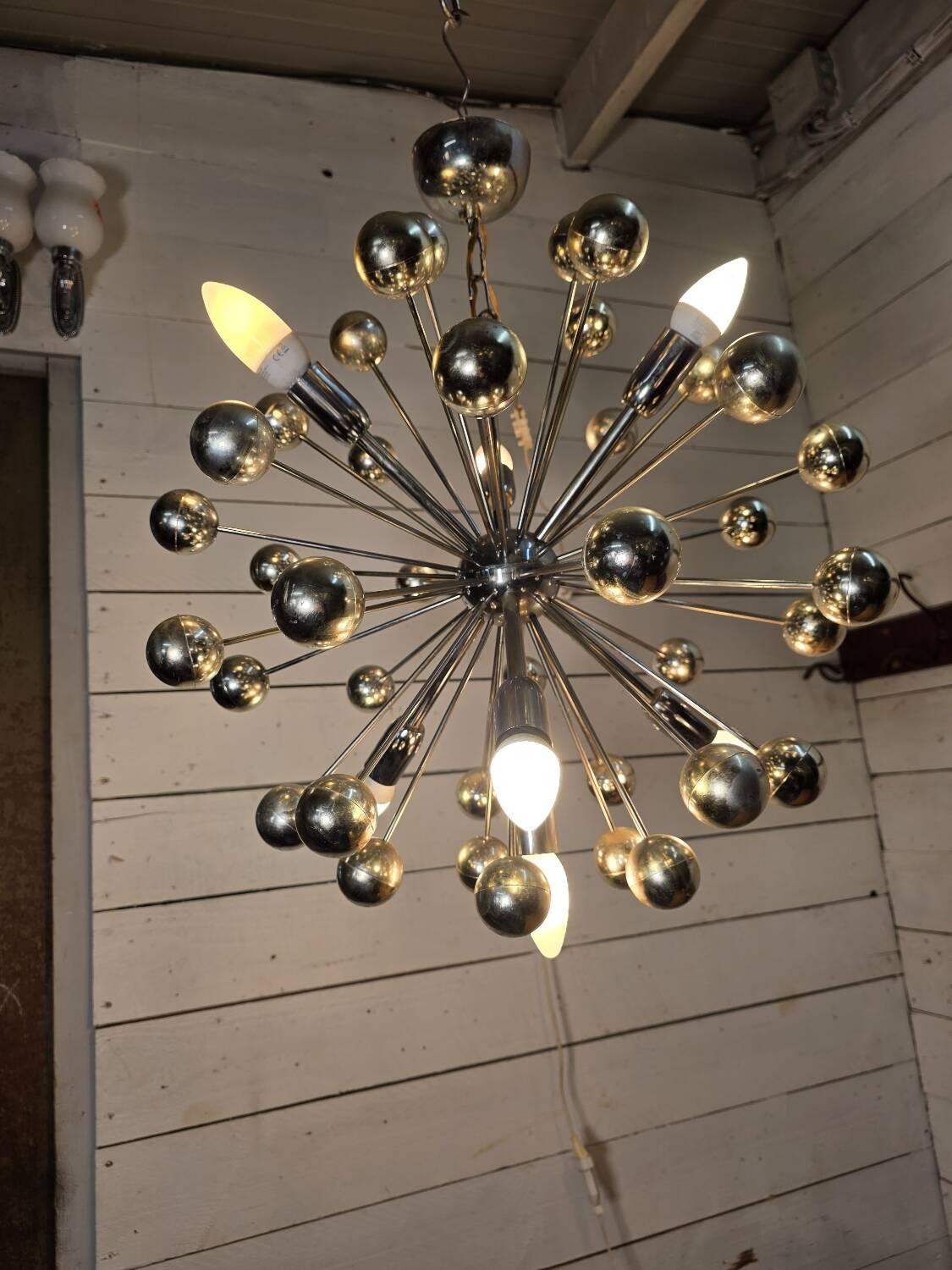 1970s chrome metal Sputnik chandelier
