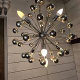 1970s chrome metal Sputnik chandelier