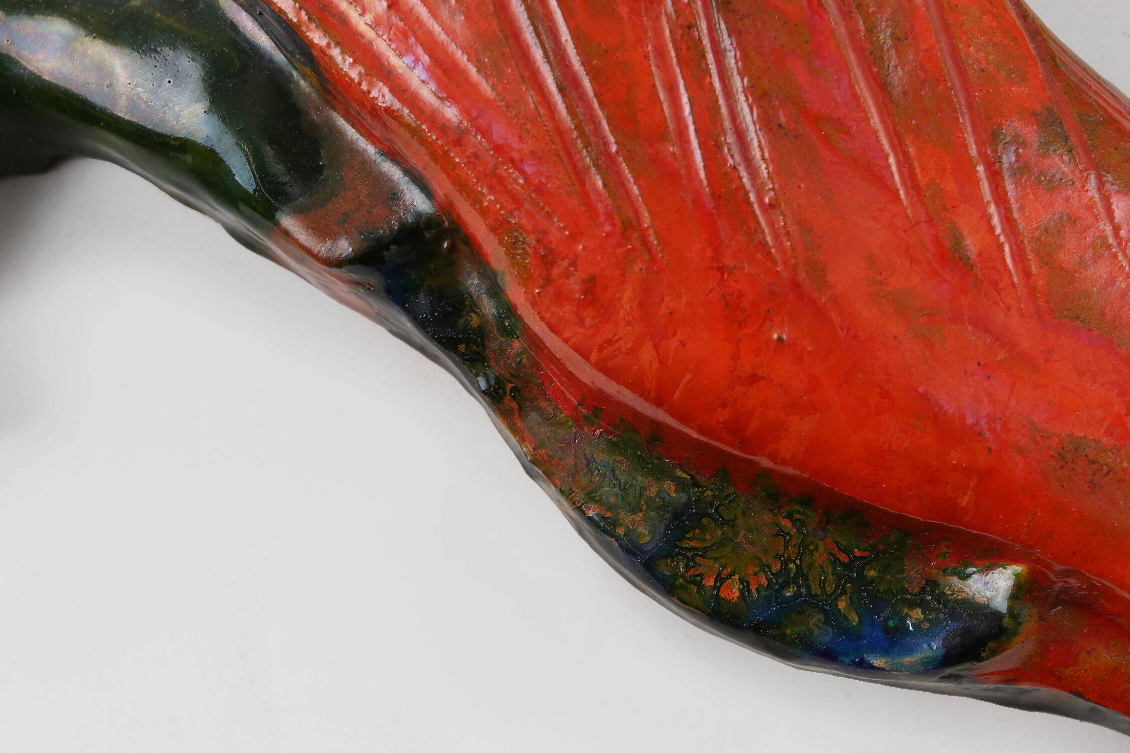 Vintage Ceramic plaquette of a colorful Rooster signed A. Dandoy, Belgium 1