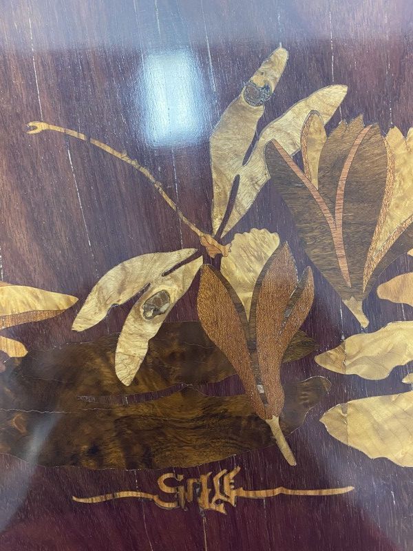 French Art Nouveau two-tier service table by Emile Gallé