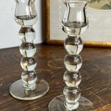 Pair of blown glass candlesticks