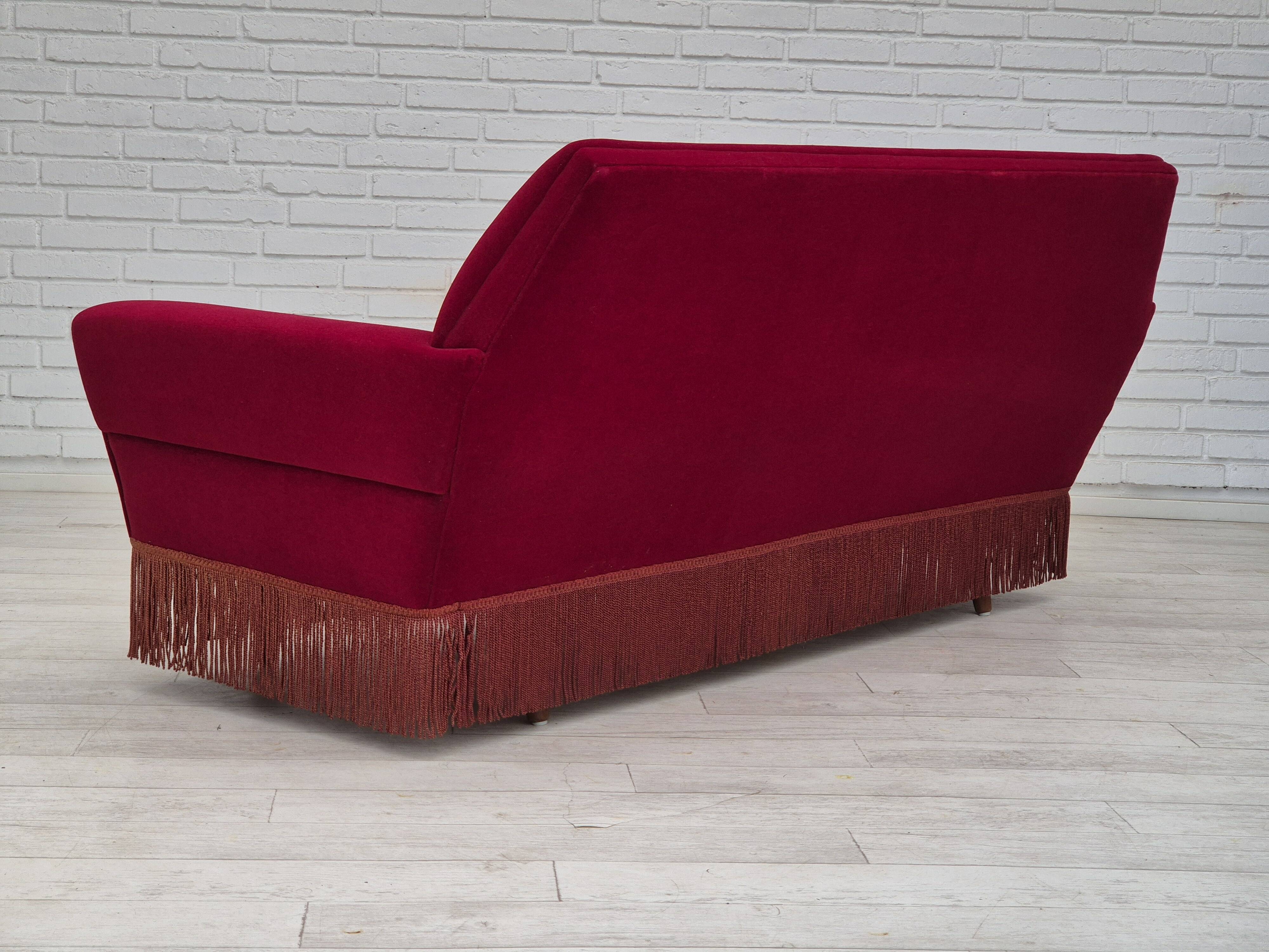1970s, Danish 3 seater sofa by Ryesberg Møbler, original condition, velour fabric.