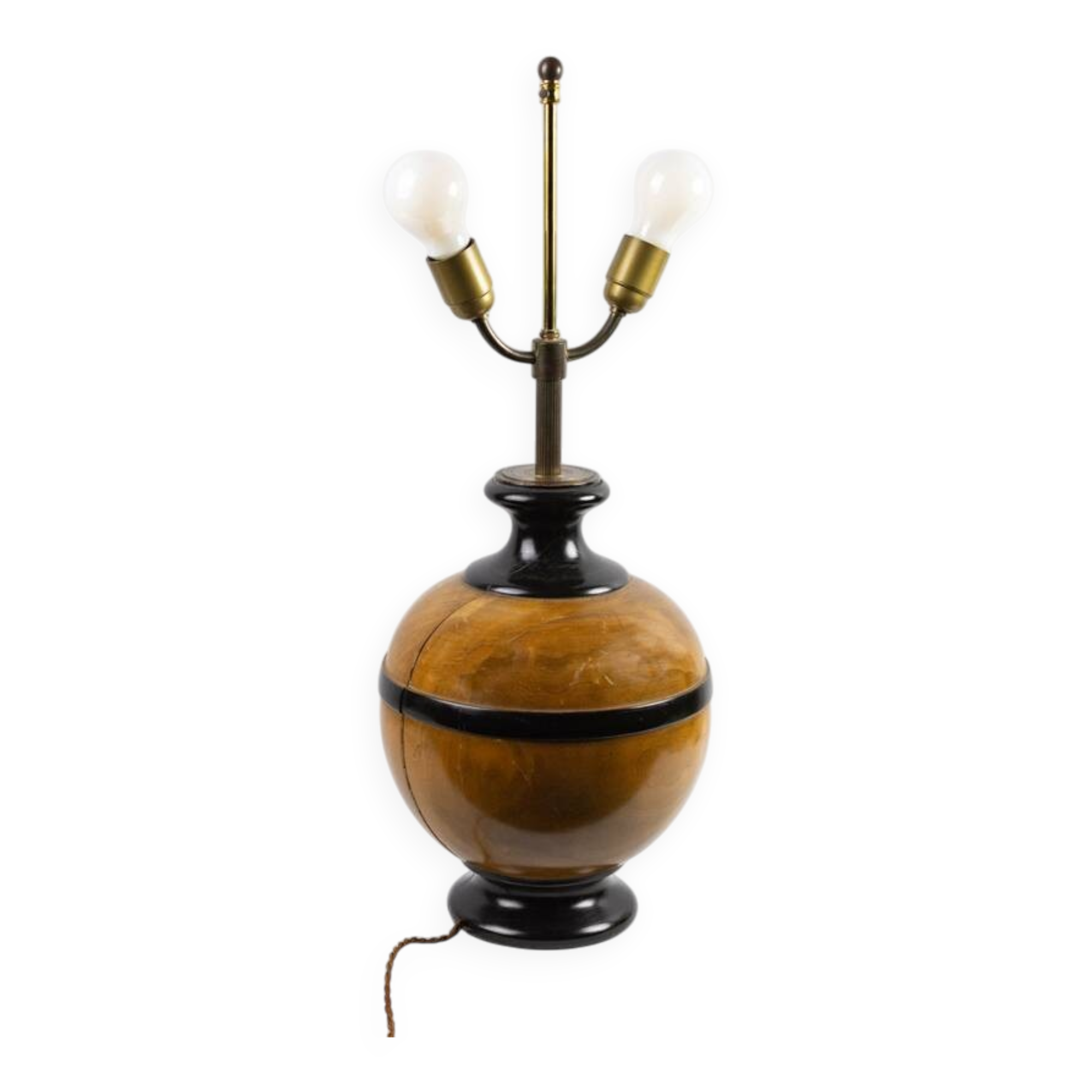 Turned wooden ball lamp base