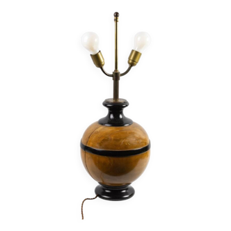 Turned wooden ball lamp