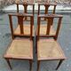 4 Art Deco solid oak cane chairs, circa 1950, with round legs