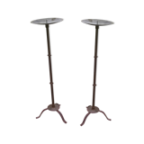 Pair of wrought iron candle spikes