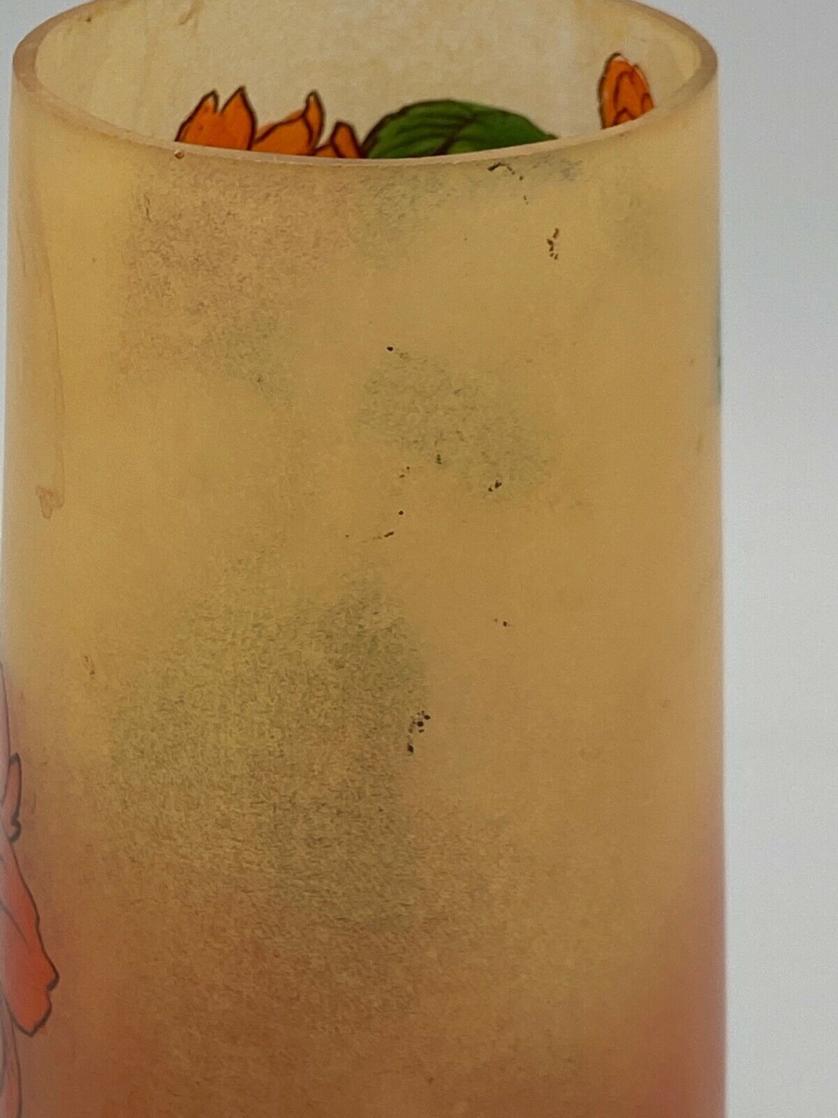 Vase verre emaille signe jem joseph mure de legras decor peint floral 1900 Selency