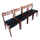 Set or suite of 4 chairs vintage Scandinavian armchairs industrial black solid wood dining room