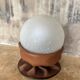 Rare Nova Tecno table lamp in leather and frosted glass, Italy, 1970s