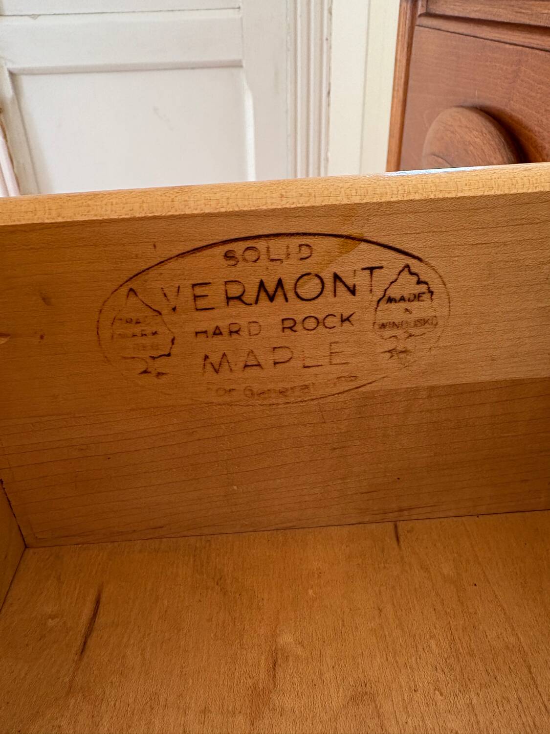 Maple stamped chest of drawers