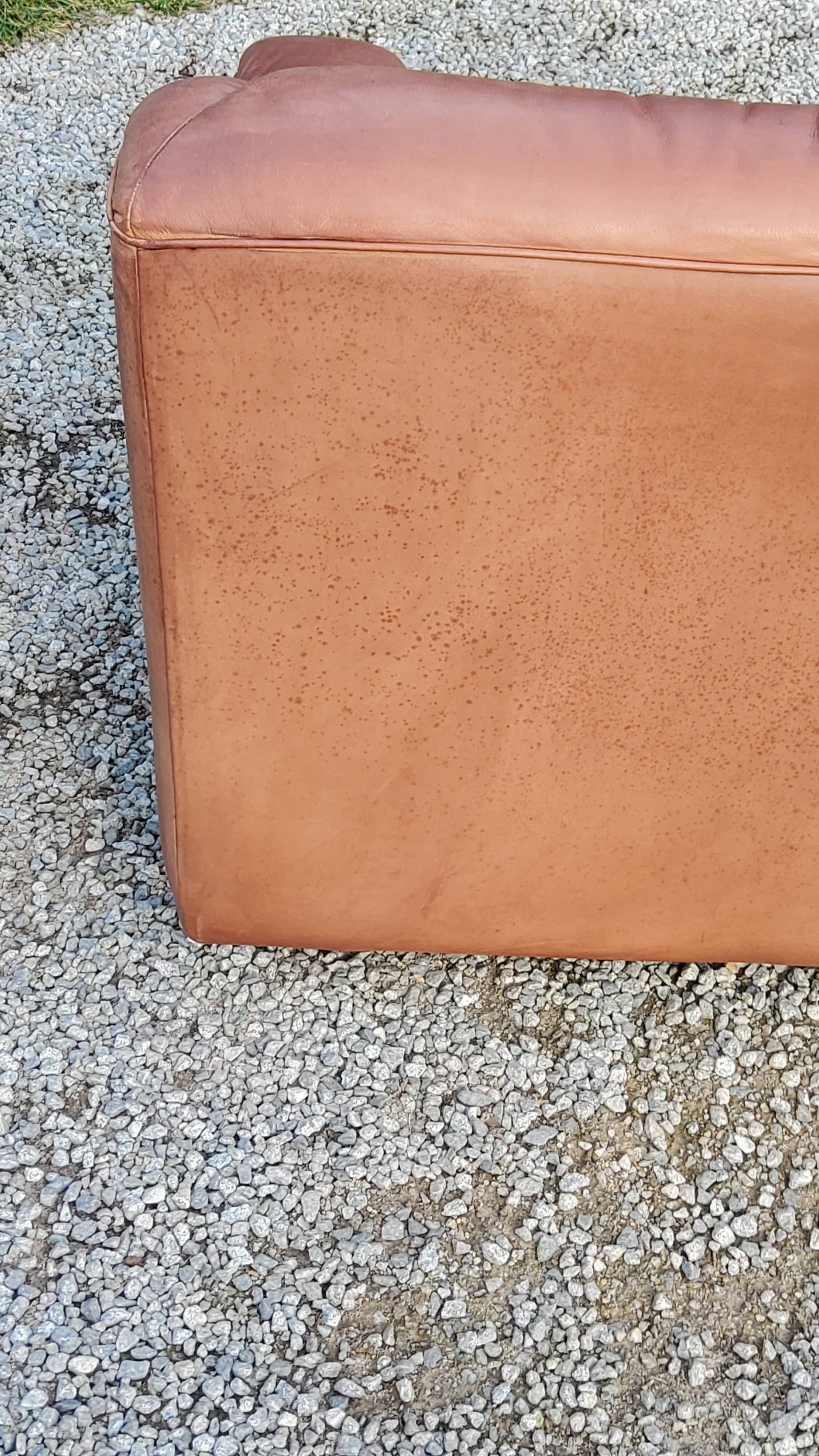 Pair of armchairs and De Sede sofa in cognac leather from the 70s/80s