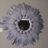 Mirror feathers and gray wool 65cm