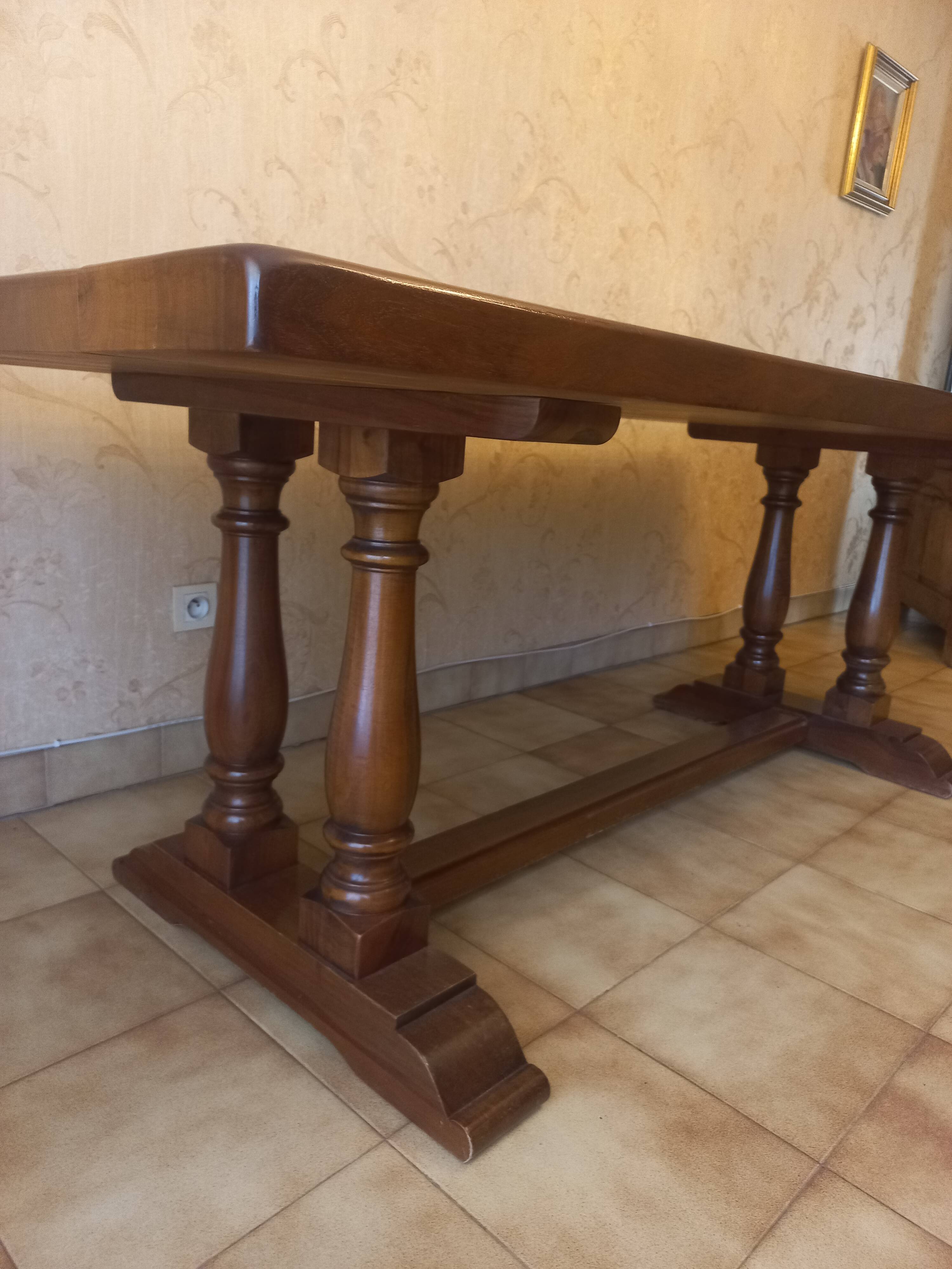 Grande table monastère en noyer français – 220 × 90 cm