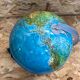 Old globe world map made in vintage Italy