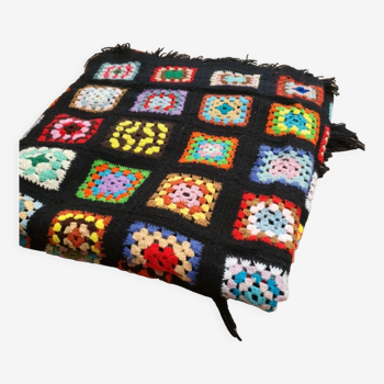Couverture ou plaid au crochet patchwork