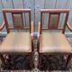 Paire de fauteuils bridge en tissu rayé terracotta
