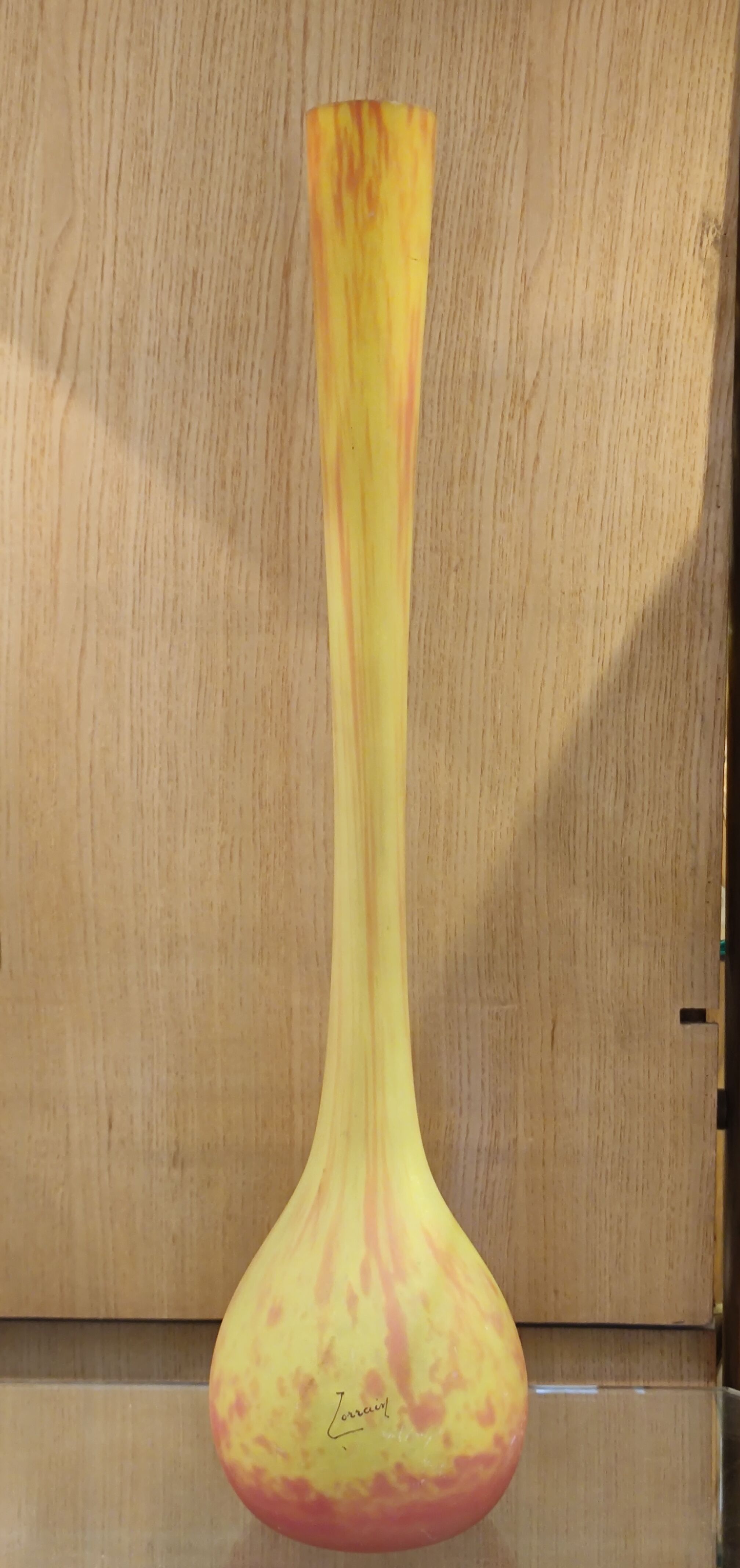 Glass paste soliflore vase signed Lorrain