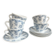 5 coffee cups with blue flower decor from the 70s