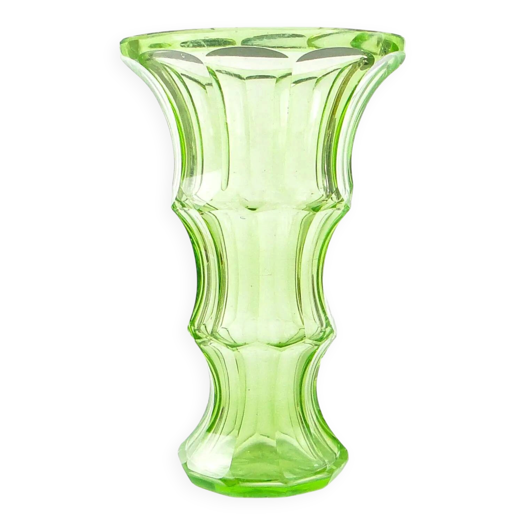 Art Deco vase, uranium glass, Bohemia, Czechoslovakia, 1930s