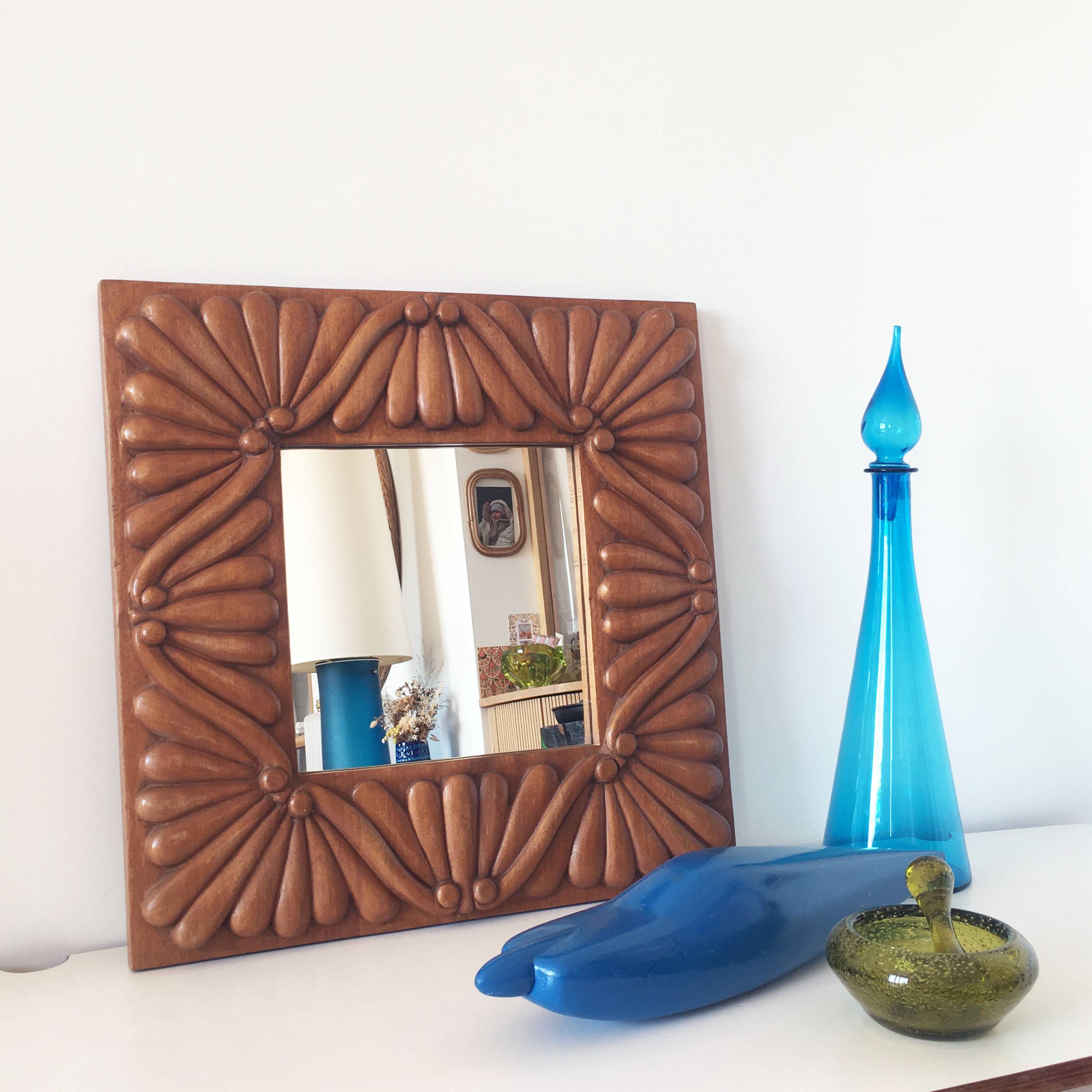 Solid wood mirror 1960