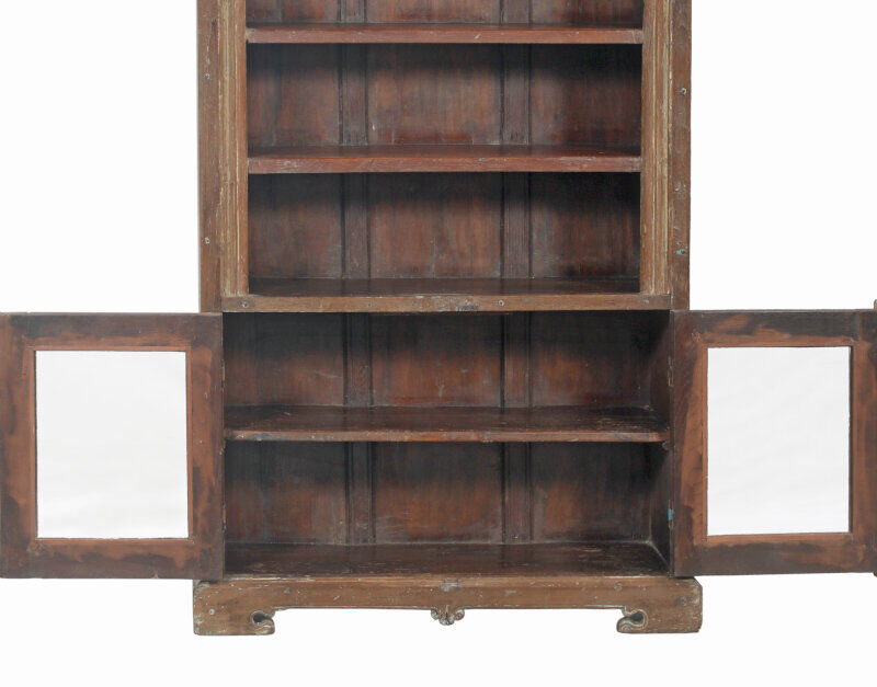 Bibliotheque armoire vaisselier marron vieux teck piece d'origine