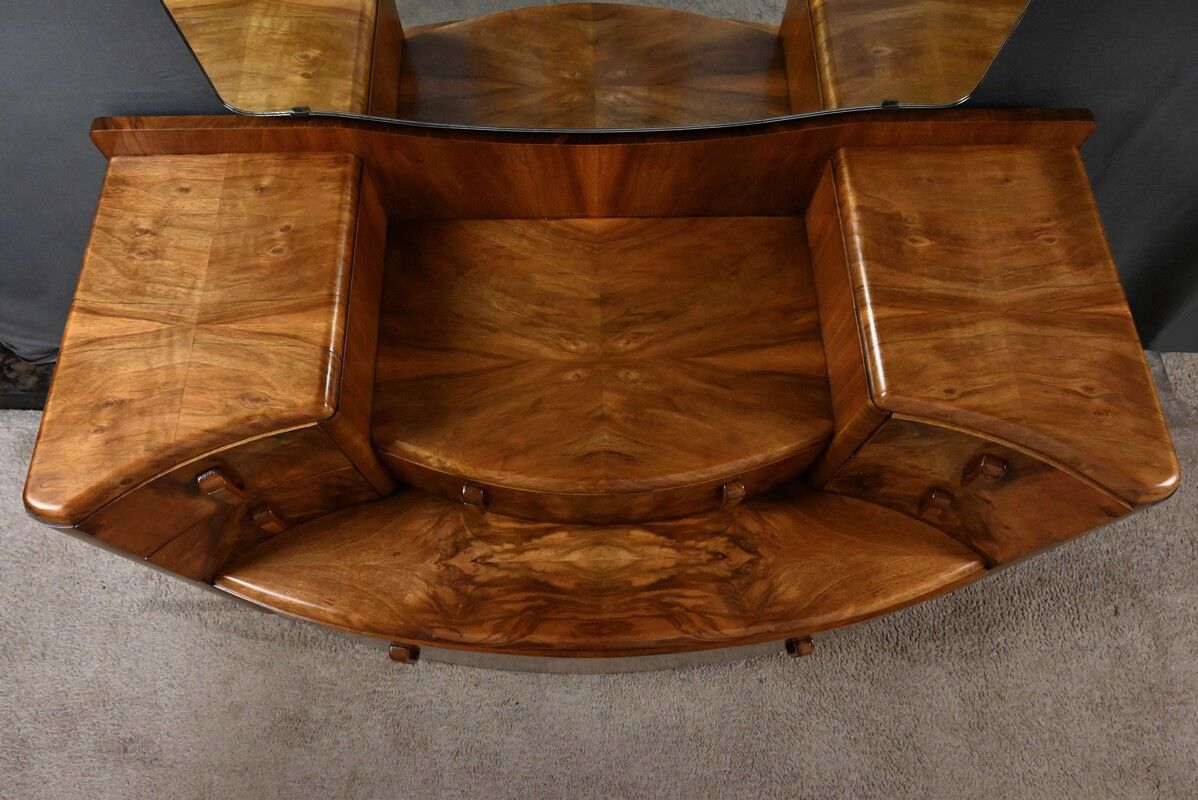 Commode-coiffeuse en ronce de noyer, Angleterre – 1920