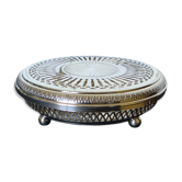 Élégant chauffe-plats ou chauffe-table vintage en métal argenté de style né