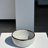 Small white glazed ceramic bowl black edges