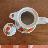 Small vintage coffee or teapot with orange flower pattern