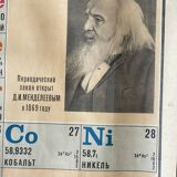 Tableau périodique avec éléments Mendeleïev Original 1972 Poster Chimie