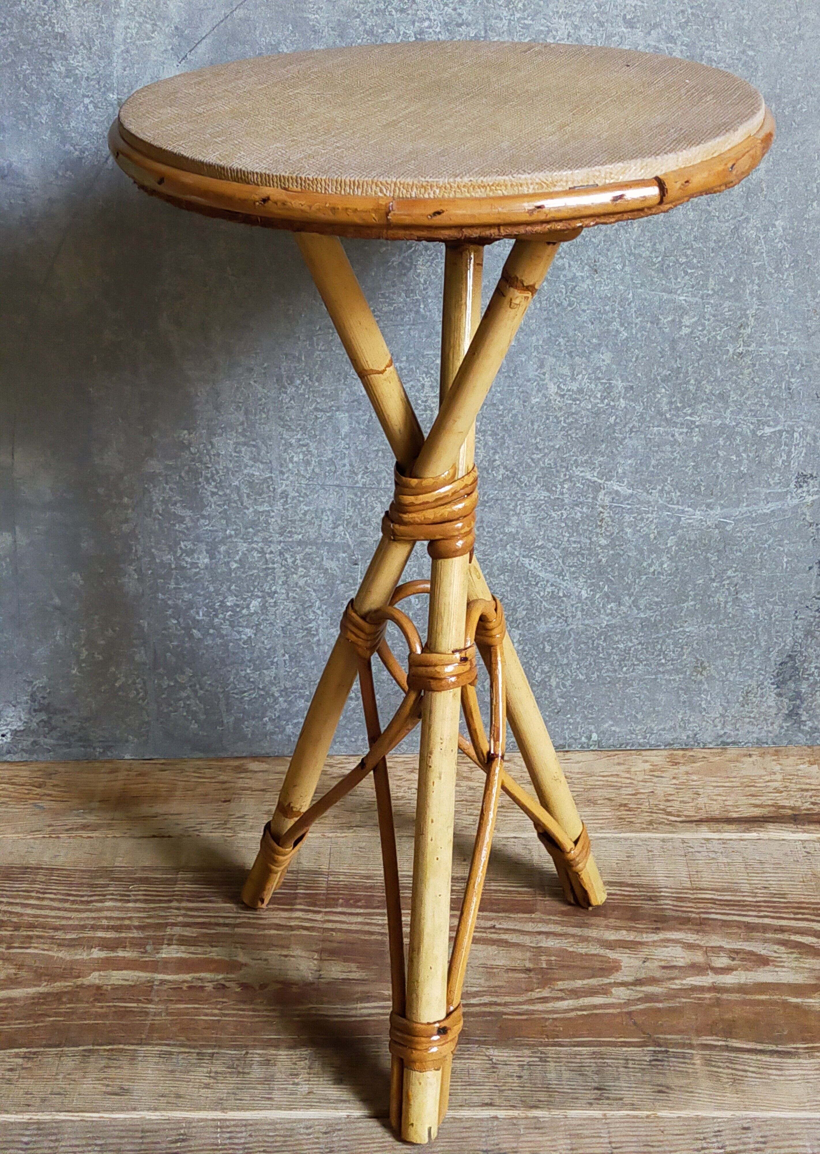 Rattan tripod plant holder harness 50s